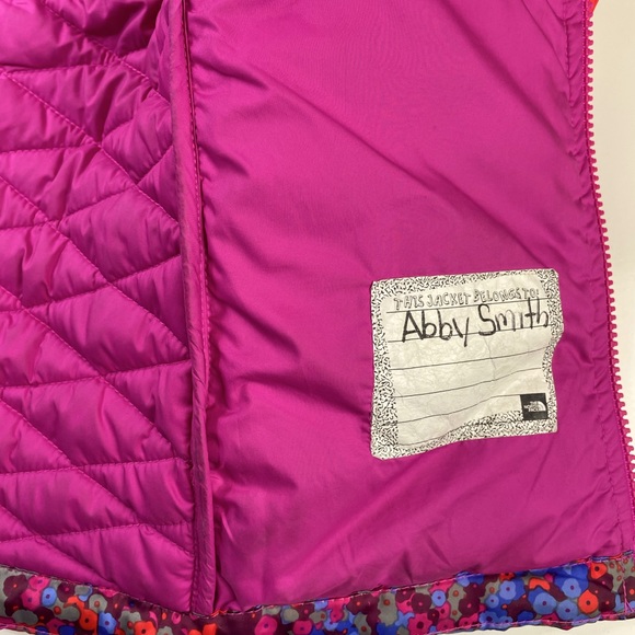 North Face 550 Goose Down Foral Puffer Big Girls Winter Coat Jacket Size XL /18 - Picture 7 of 14